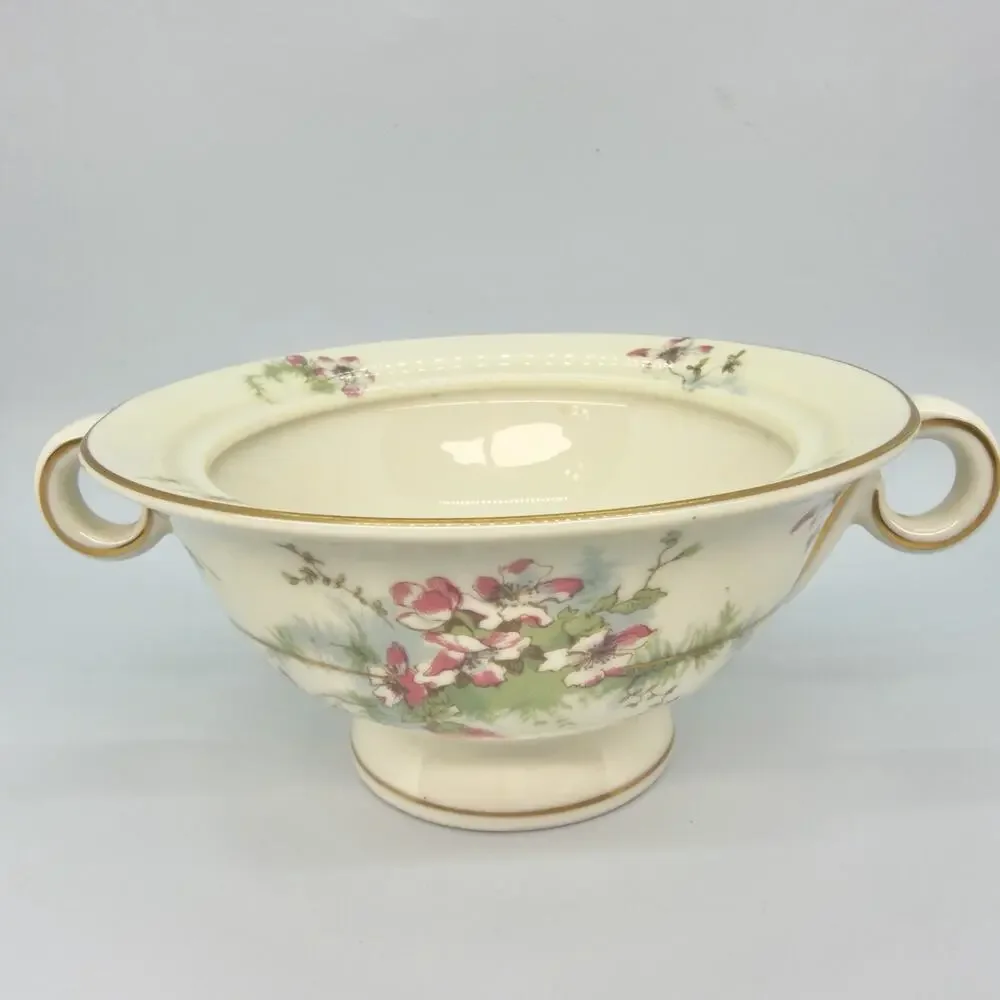 Theodore Haviland New York Apple Blossom Sugar Bowl No Lid Gold Trim USA Made